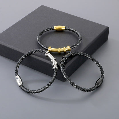 Simple Style Geometric Solid Color Titanium Steel Men's Bracelets