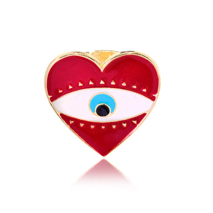 Wholesale Jewelry Simple Style Devil's Eye Heart Shape Alloy Enamel Open Rings