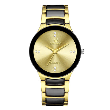 Business Simple Style Color Block Double Side Snaps Quartz Men's Watches