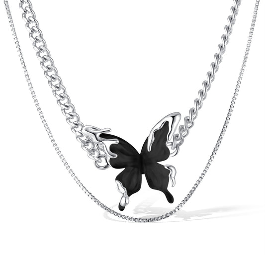 Stainless Steel Copper IG Style Simple Style Butterfly Resin Pendant Necklace