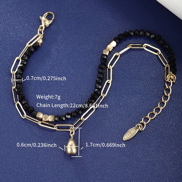 XUPING Simple Style Water Droplets Heart Shape Stainless Steel Beaded Beaded Plating 14K Gold Plated Women's Bracelets