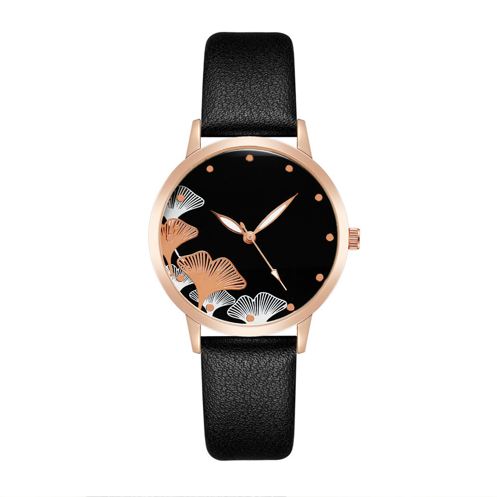 Casual Elegant Ginkgo Leaf Buckle Quartz Women's Watches