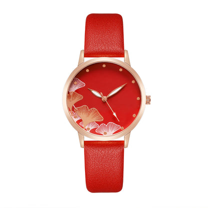 Casual Elegant Ginkgo Leaf Buckle Quartz Women's Watches