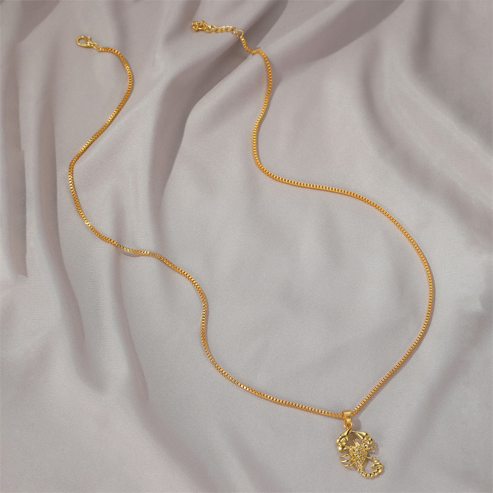 New Necklace Hipster Imitation Gold Scorpion Pendant Necklace Hip Hop Style Hollow Necklace Sweater Chain Wholesale Nihaojewelry
