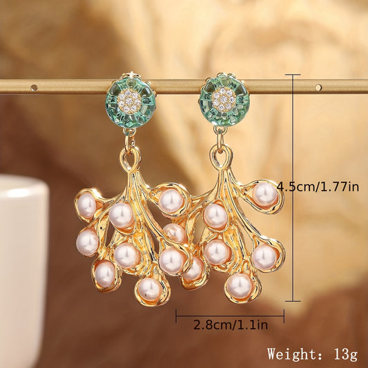 1 Pair Elegant Glam Irregular Inlay Copper Freshwater Pearl 18K Gold Plated Drop Earrings