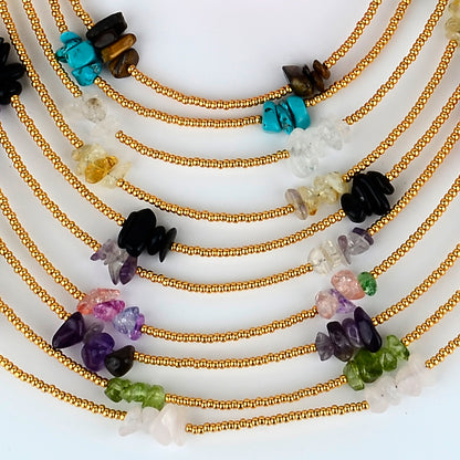 Bohemian Geometric Natural Stone Seed Bead Necklace In Bulk