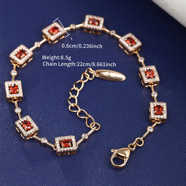 Classical XUPING Square Alloy Copper Alloy Inlay Artificial Gemstones 18K Gold Plated Women's Bracelets