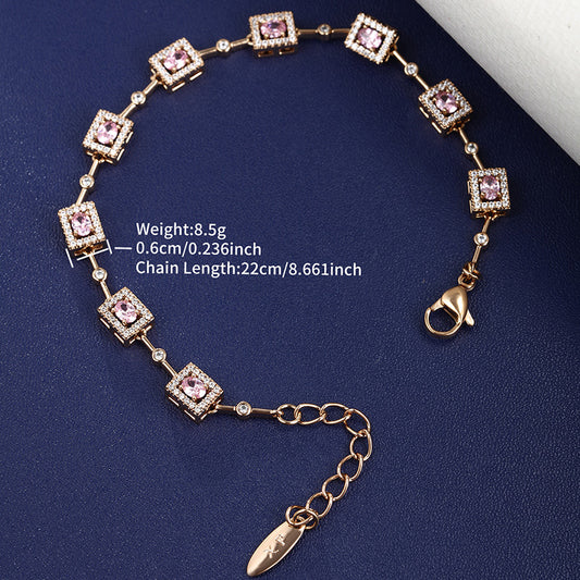 Classical XUPING Square Alloy Copper Alloy Inlay Artificial Gemstones 18K Gold Plated Women's Bracelets