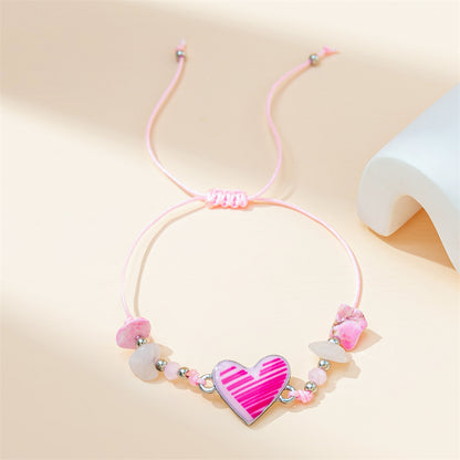 Vacation Simple Style Heart Shape Alloy Rope Beaded Women's Bracelets