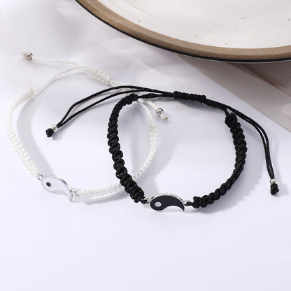 IG Style Simple Style Tai Chi Alloy Rope Knitting Enamel Couple Bracelets