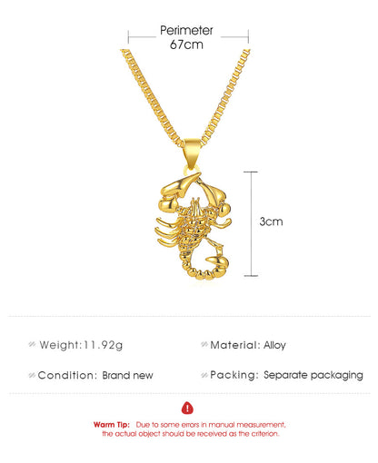 New Necklace Hipster Imitation Gold Scorpion Pendant Necklace Hip Hop Style Hollow Necklace Sweater Chain Wholesale Nihaojewelry