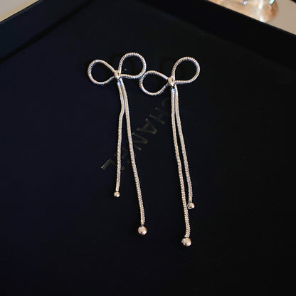 1 Pair Elegant Simple Style Bow Knot Plating Copper Drop Earrings