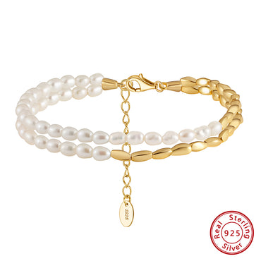 Simple Style Solid Color Freshwater Pearl Sterling Silver 14K Gold Plated Bracelets In Bulk