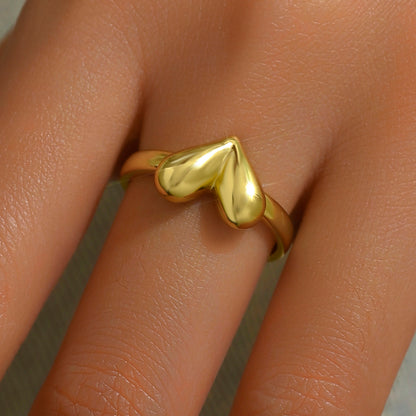 Wholesale Vintage Style Pastoral Simple Style Heart Shape Solid Color Copper 18K Gold Plated Open Rings