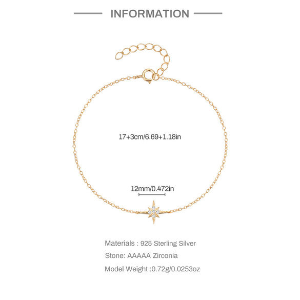 Sterling Silver Simple Style Star Plating Inlay Zircon Bracelets