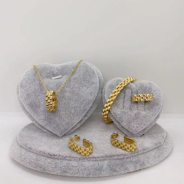 Stainless Steel 18K Gold Plated Elegant Simple Style Gear Jewelry Set