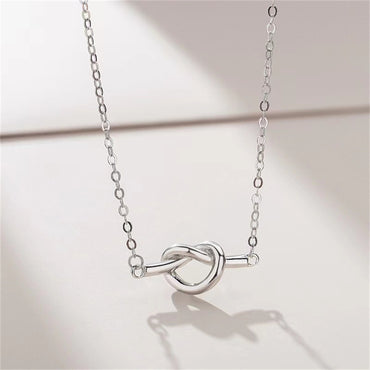 Stainless Steel Copper 18K Gold Plated Sweet Simple Style Heart Shape Knot Plating Inlay Zircon Necklace