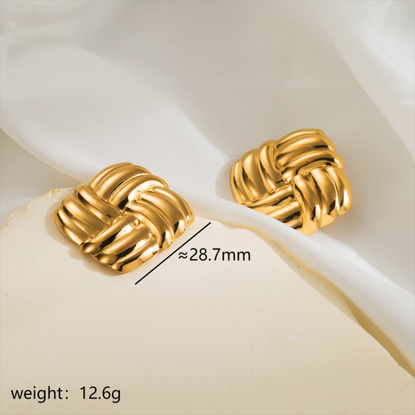 1 Pair Simple Style Classic Style Argyle Stainless Steel 14K Gold Plated Ear Studs