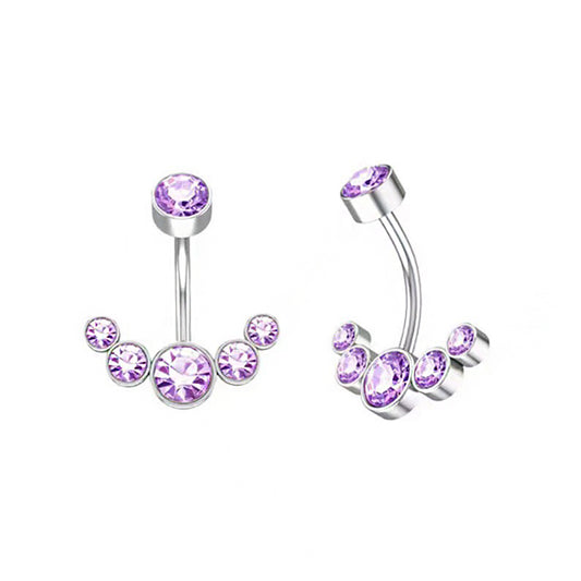 1 Piece Belly Rings Simple Style Round Stainless Steel Inlay Zircon
