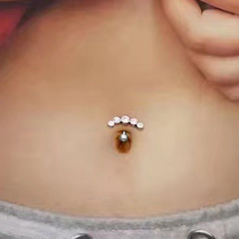 1 Piece Belly Rings Simple Style Round Stainless Steel Inlay Zircon