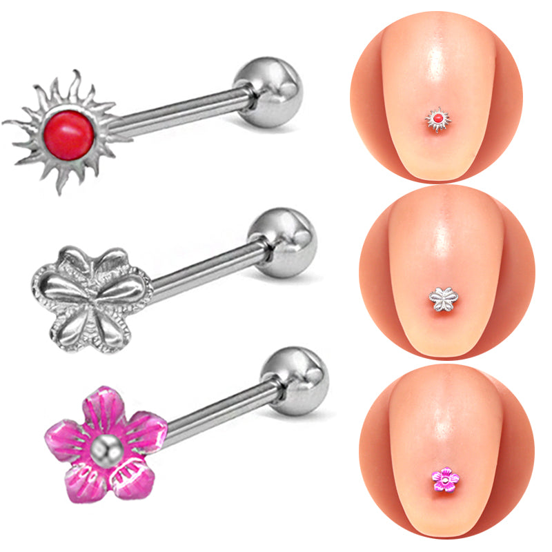 1 Piece Tongue Rings Hip-Hop Rock Ethnic Style Animal Fruit Butterfly Stainless Steel Copper Epoxy Inlay Rhinestones White Gold Plated Tongue Rings