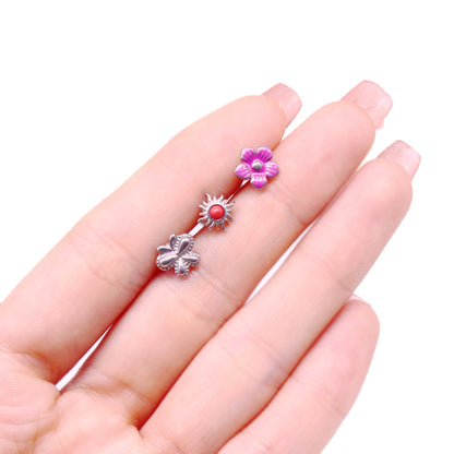 1 Piece Tongue Rings Hip-Hop Rock Ethnic Style Animal Fruit Butterfly Stainless Steel Copper Epoxy Inlay Rhinestones White Gold Plated Tongue Rings