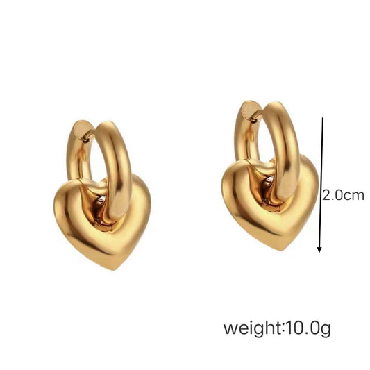 1 Pair Simple Style Classic Style Heart Shape Stainless Steel 18K Gold Plated Earrings