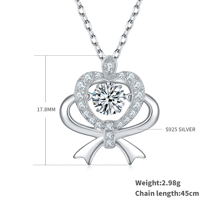 Sterling Silver IG Style Elegant Heart Shape GRA Inlay Moissanite Pendant Necklace