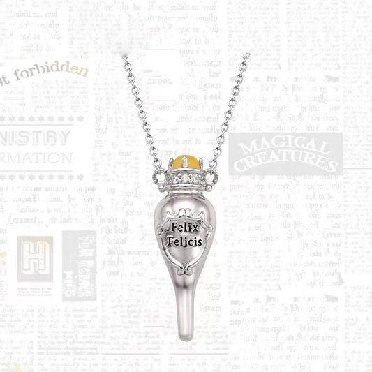 Sterling Silver White Gold Plated IG Style Elegant Bottle Inlay Artificial Gemstones Agate Pendant Necklace