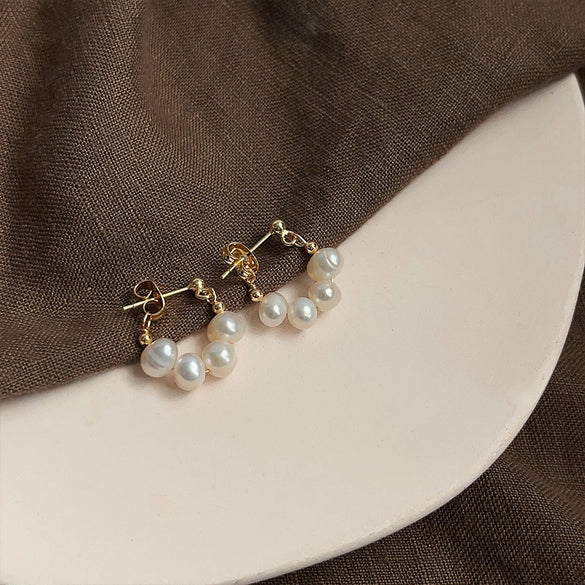 1 Pair Elegant Retro Geometric Freshwater Pearl Earrings