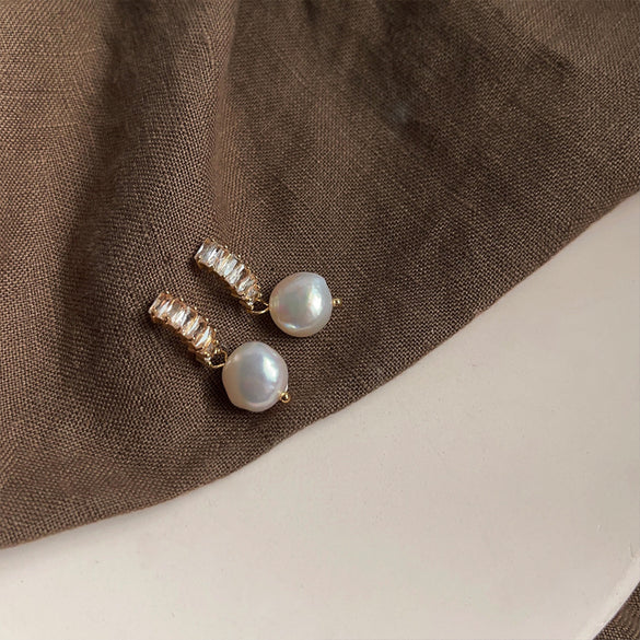 1 Pair Elegant Retro Geometric Freshwater Pearl Earrings