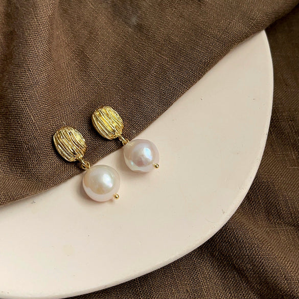 1 Pair Elegant Retro Geometric Freshwater Pearl Earrings