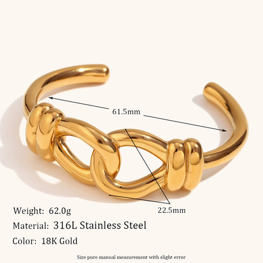 Stainless Steel 18K Gold Plated Casual Geometric Bangle