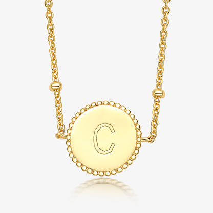 Sterling Silver Gold Plated Simple Style Round Letter Necklace