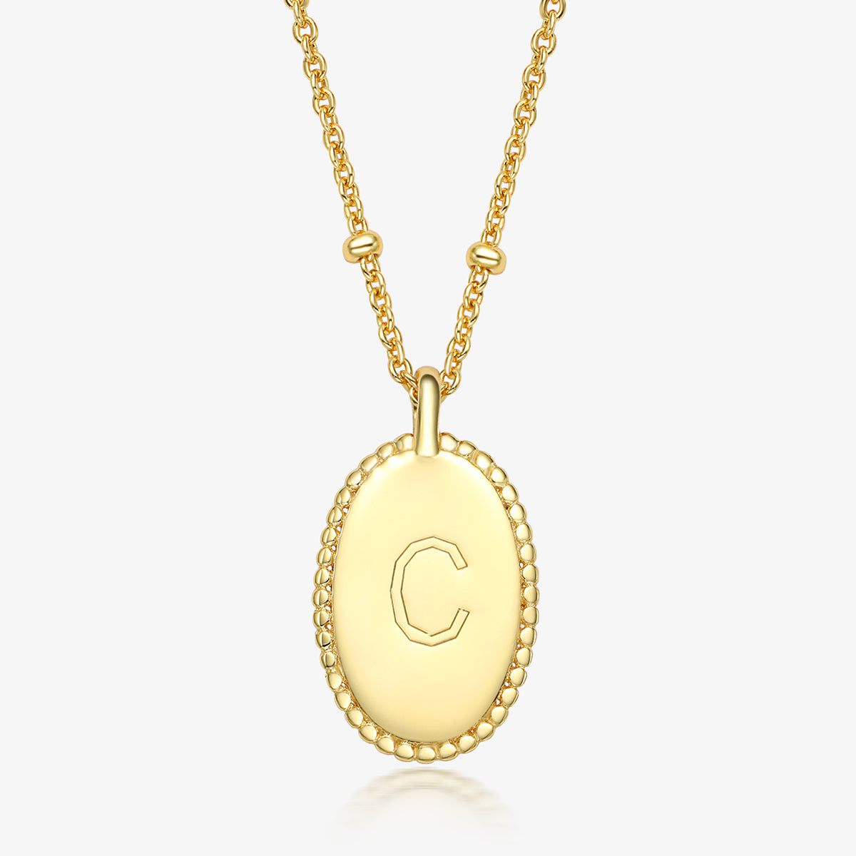 Sterling Silver Gold Plated Simple Style Roman Style British Style Letter Oval Pendant Necklace