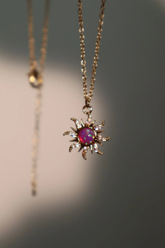 Copper Sweet Sun Inlay Zircon Rings Earrings Necklace