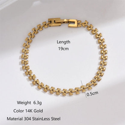 Stainless Steel 14K Gold Plated IG Style Solid Color Buckle Patchwork Bracelets
