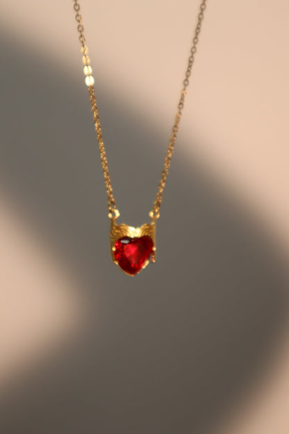 Stainless Steel 18K Gold Plated Casual Simple Style Plating Inlay Heart Shape Crown Zircon Pendant Necklace