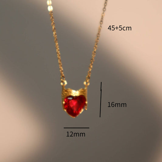 Stainless Steel 18K Gold Plated Casual Simple Style Plating Inlay Heart Shape Crown Zircon Pendant Necklace