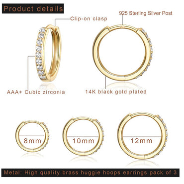 3 Pairs Simple Style Oval Spray Paint Inlay Stainless Steel Zircon 18K Gold Plated Earrings