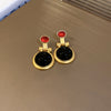 1 Pair Retro Geometric Flower Copper Inlay Rhinestones Pearl Drop Earrings