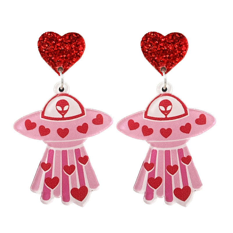 1 Pair Casual Cute Sweet Geometric Heart Shape Smiley Face Arylic Drop Earrings