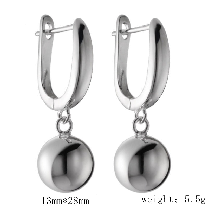 1 Pair Simple Style Round Heart Shape Bow Knot Sterling Silver Silver Plated Drop Earrings