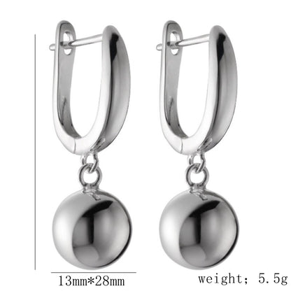1 Pair Simple Style Round Heart Shape Bow Knot Sterling Silver Silver Plated Drop Earrings