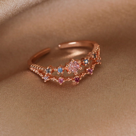 Wholesale Simple Style Shiny Star Water Droplets Heart Shape Copper Inlay White Gold Plated Gold Plated Zircon Open Rings