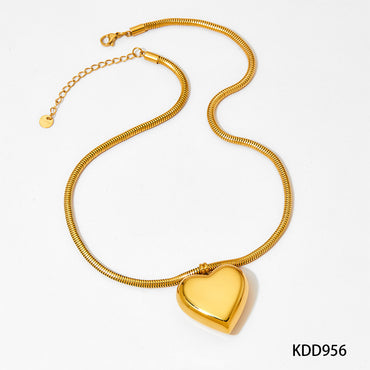 Stainless Steel Casual Simple Style Heart Shape Plating Pendant Necklace