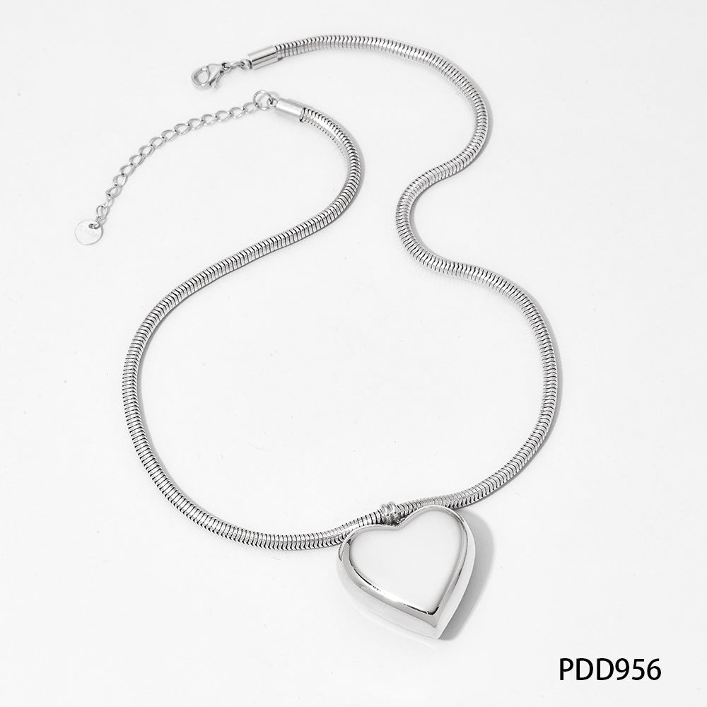 Stainless Steel Casual Simple Style Heart Shape Plating Pendant Necklace