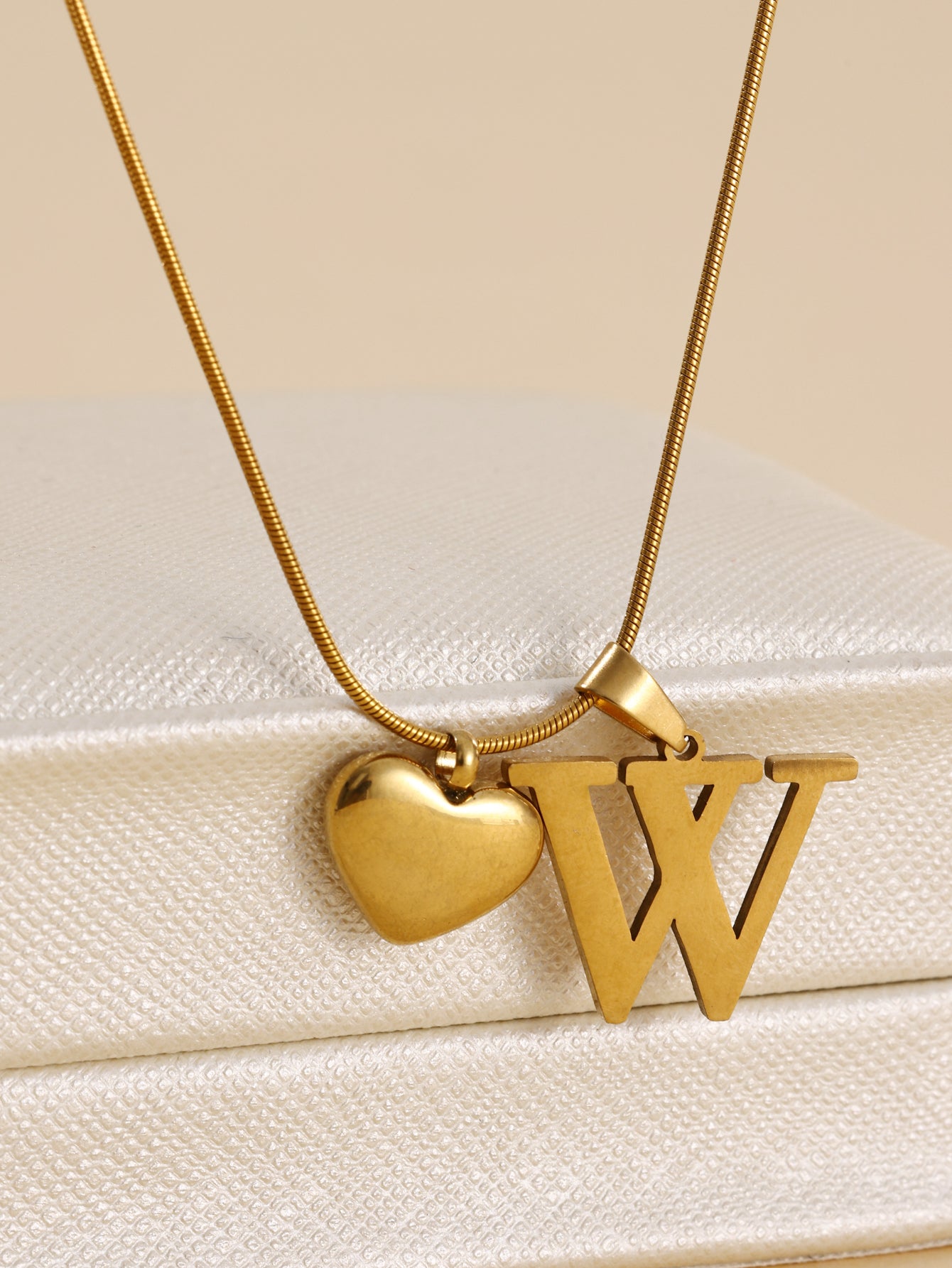 Stainless Steel Copper 18K Gold Plated IG Style Letter Heart Shape Pendant Necklace