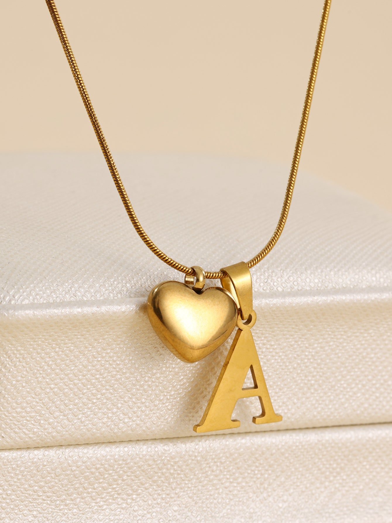 Stainless Steel Copper 18K Gold Plated IG Style Letter Heart Shape Pendant Necklace