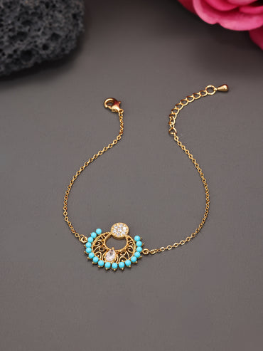 Copper 18K Gold Plated Glam Retro Geometric Inlay Artificial Gemstones Zircon Bracelets